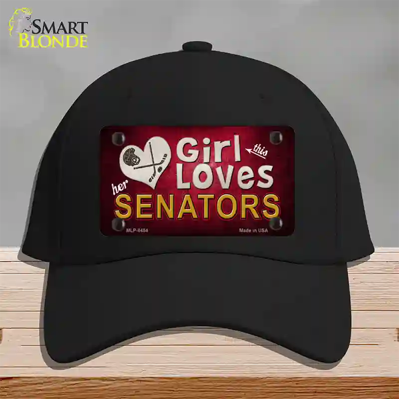 This Girl Loves Her Senators Novelty License Plate Hat Cotton / Black