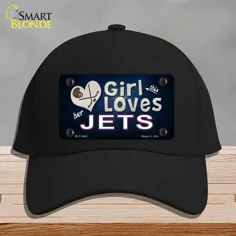 This Girl Loves Her Jets Hockey Novelty License Plate Hat Cotton / Black