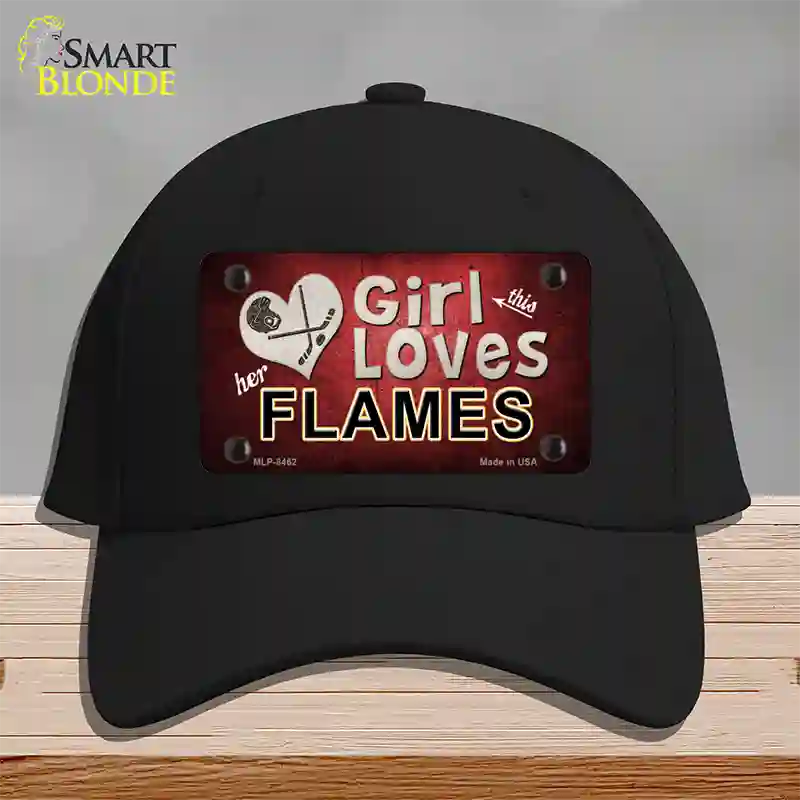 This Girl Loves Her Flames Novelty License Plate Hat Cotton / Black