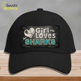 This Girl Loves Her Sharks Novelty License Plate Hat Cotton / Black