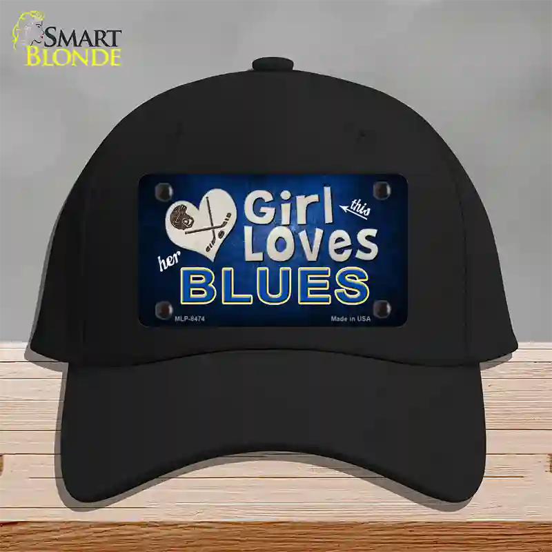 This Girl Loves Her Blues Novelty License Plate Hat Cotton / Black