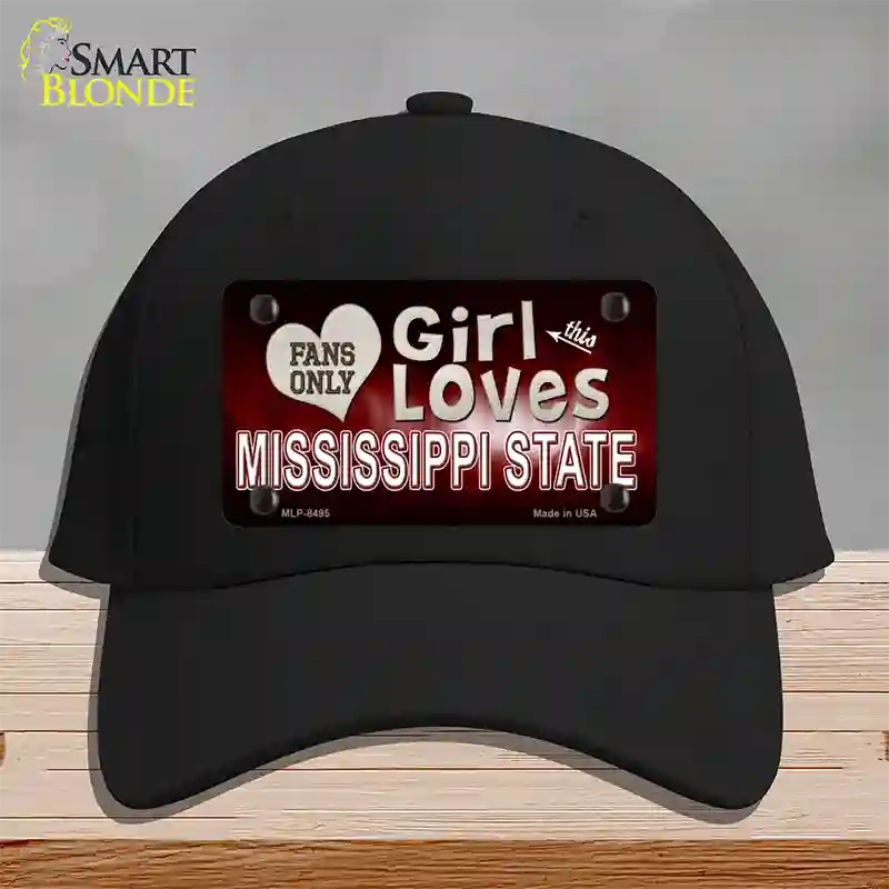 This Girl Loves Mississippi State Novelty License Plate Hat Cotton / Black