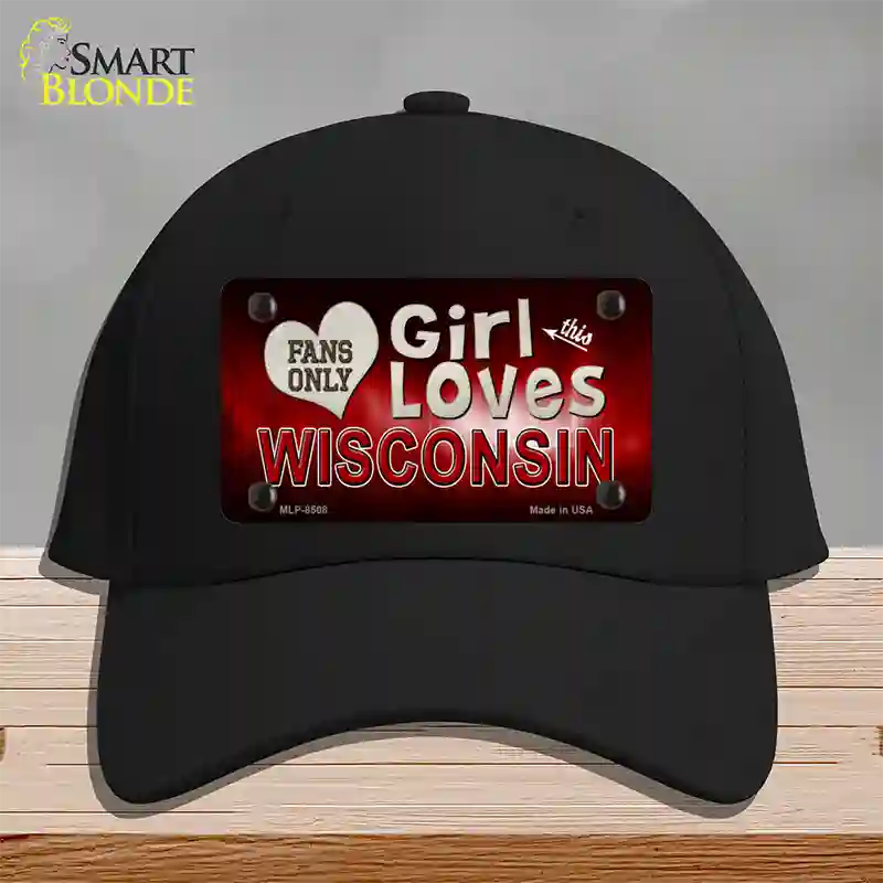 This Girl Loves Wisconsin Novelty License Plate Hat Cotton / Black