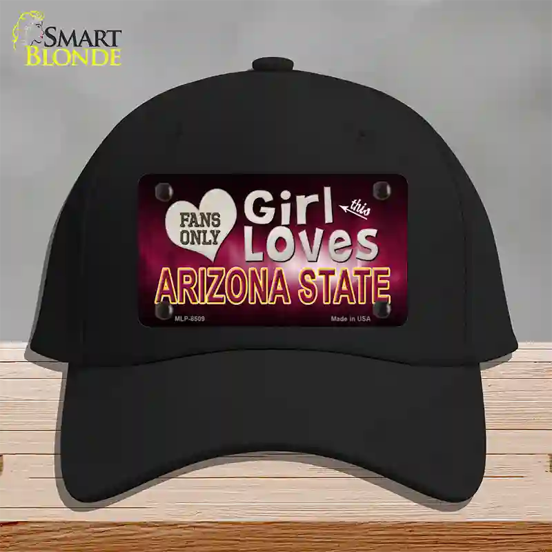 This Girl Loves Arizona State Novelty License Plate Hat Cotton / Black