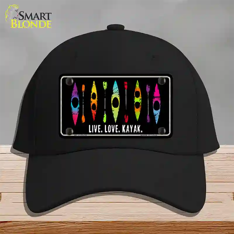 Live Love Kayak Novelty License Plate Hat Cotton / Black