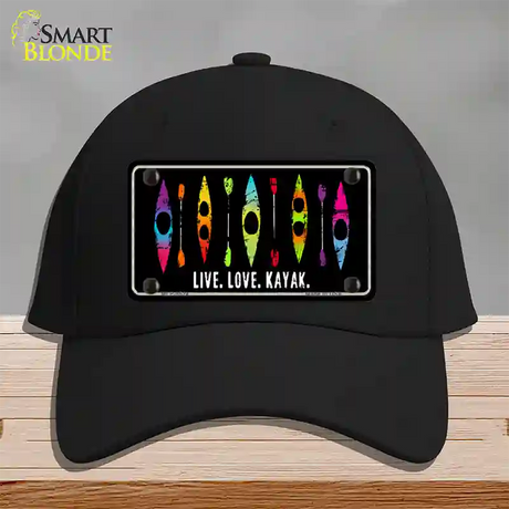 Live Love Kayak Novelty License Plate Hat Cotton / Black