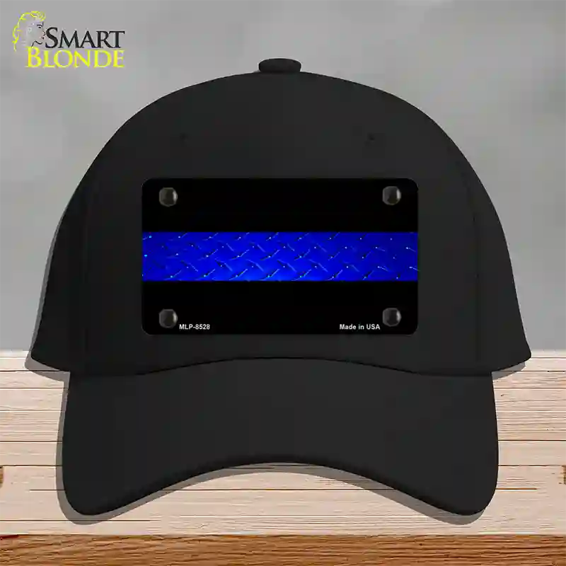 Police Diamond Thin Blue Line Novelty License Plate Hat Cotton / Black