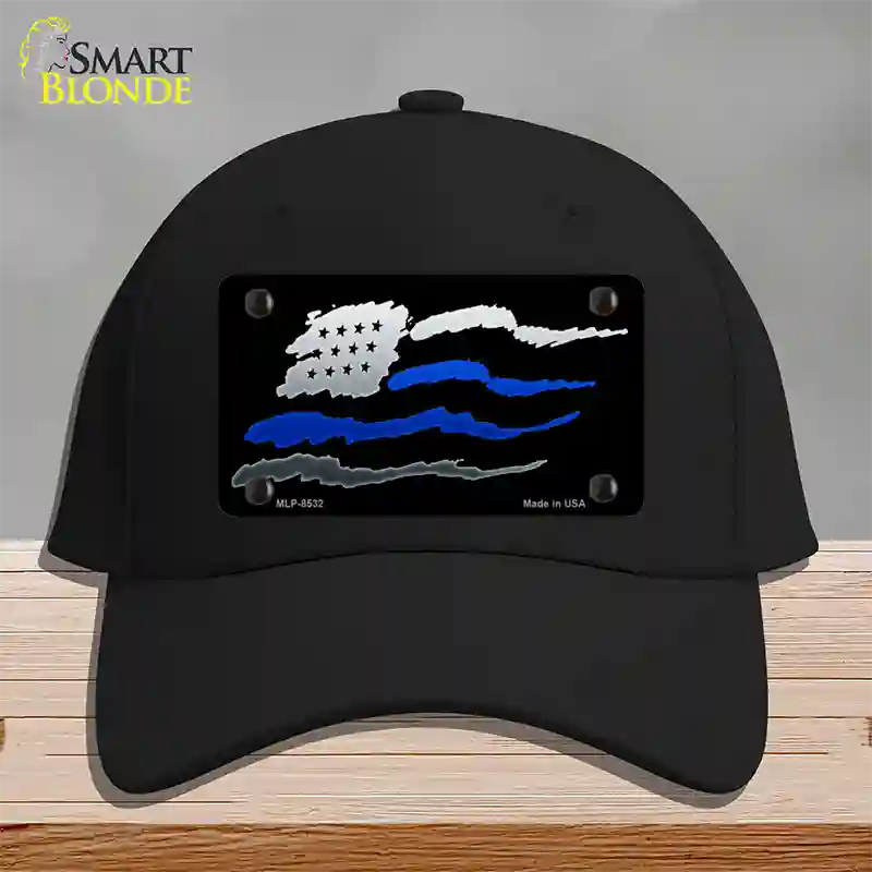 Thin Blue Line Flag Novelty License Plate Hat Cotton / Black