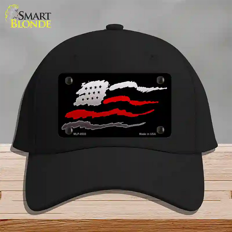 Thin Red Line Flag Novelty License Plate Hat Cotton / Black