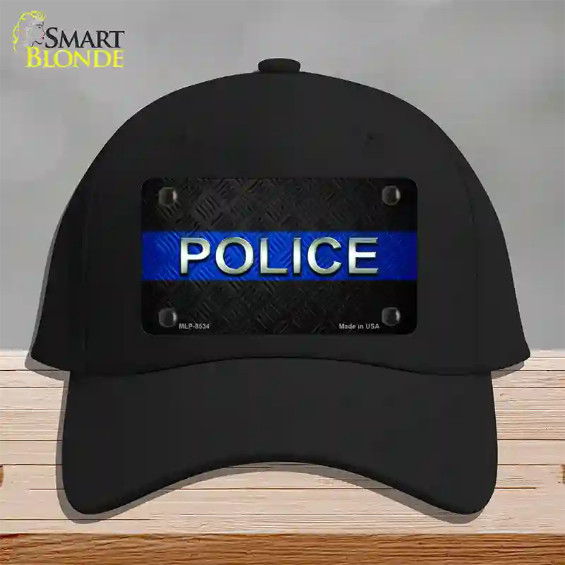 Police Thin Blue Line Novelty License Plate Hat Cotton / Black