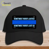 Sometimes Theres Justice Blue Line Novelty License Plate Hat Cotton / Black