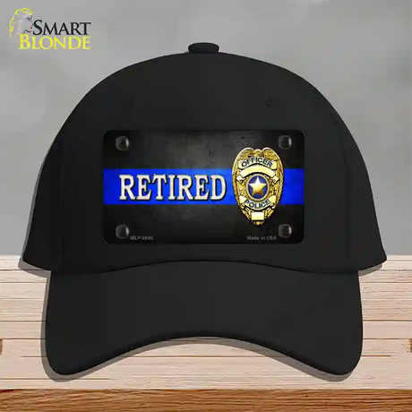 Retired Police Thin Blue Line Novelty License Plate Hat Cotton / Black