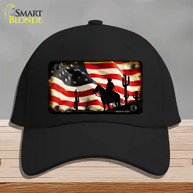 American Cowboy Novelty License Plate Hat Cotton / Black