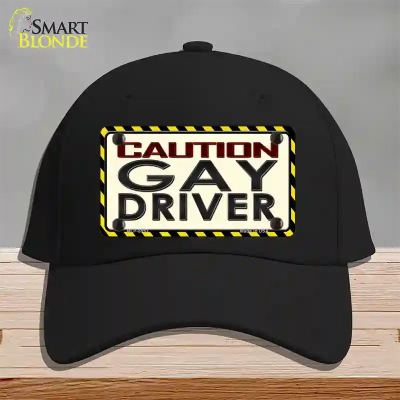 Caution Gay Driver Novelty License Plate Hat Cotton / Black