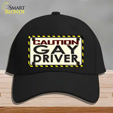 Caution Gay Driver Novelty License Plate Hat Cotton / Black