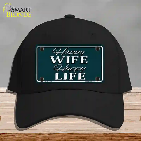 Happy Wife Happy Life Novelty License Plate Hat Cotton / Black