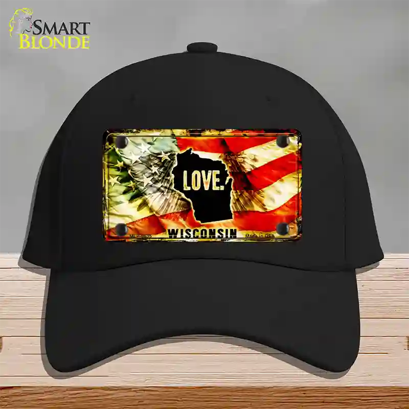 Wisconsin Love Novelty License Plate Hat Cotton / Black