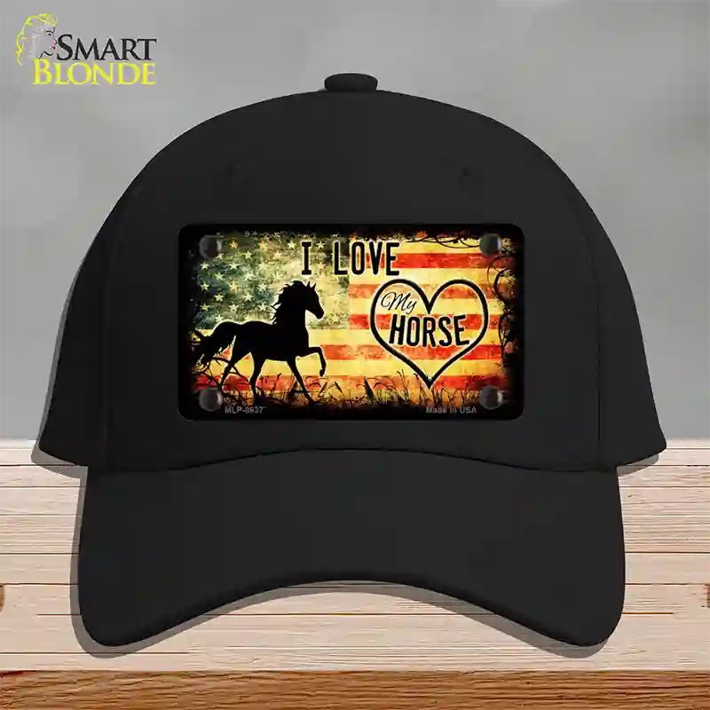 I Love My Horse Novelty License Plate Hat Cotton / Black