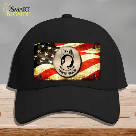 POW MIA With USA Flag Novelty License Plate Hat Cotton / Black