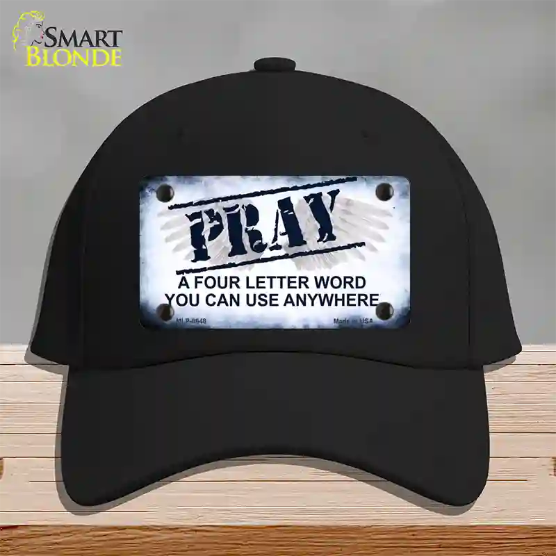 Pray Novelty License Plate Hat Cotton / Black