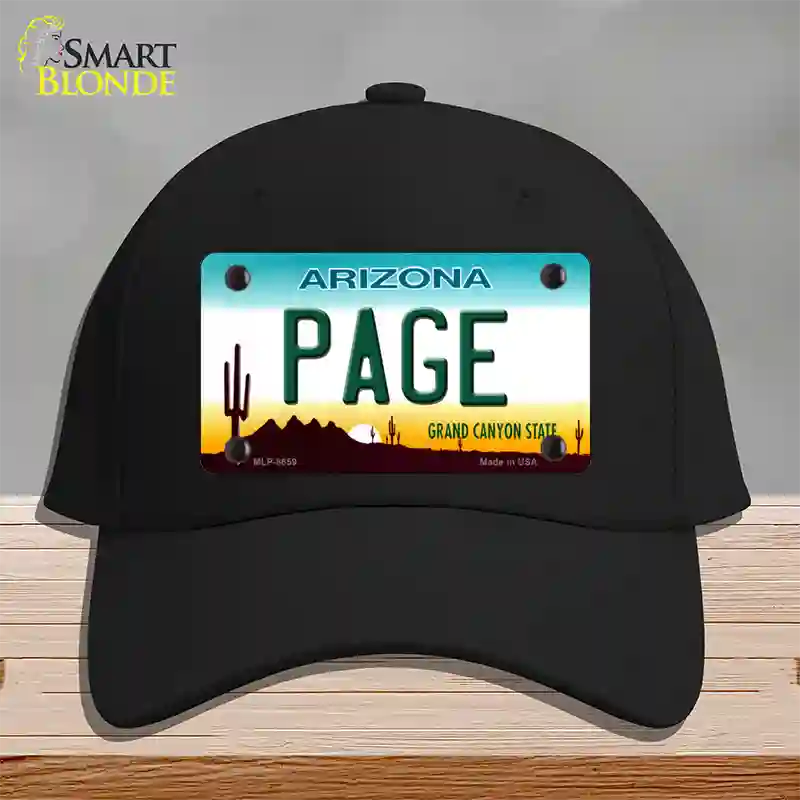 Page Arizona Novelty License Plate Hat Cotton / Black