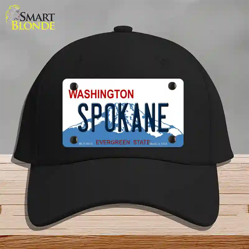 Spokane Washington Novelty License Plate Hat Cotton / Black