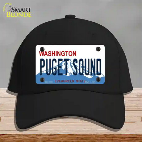 Puget Sound Washington Novelty License Plate Hat Cotton / Black