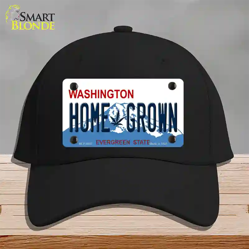 Home Grown Washington Novelty License Plate Hat Cotton / Black