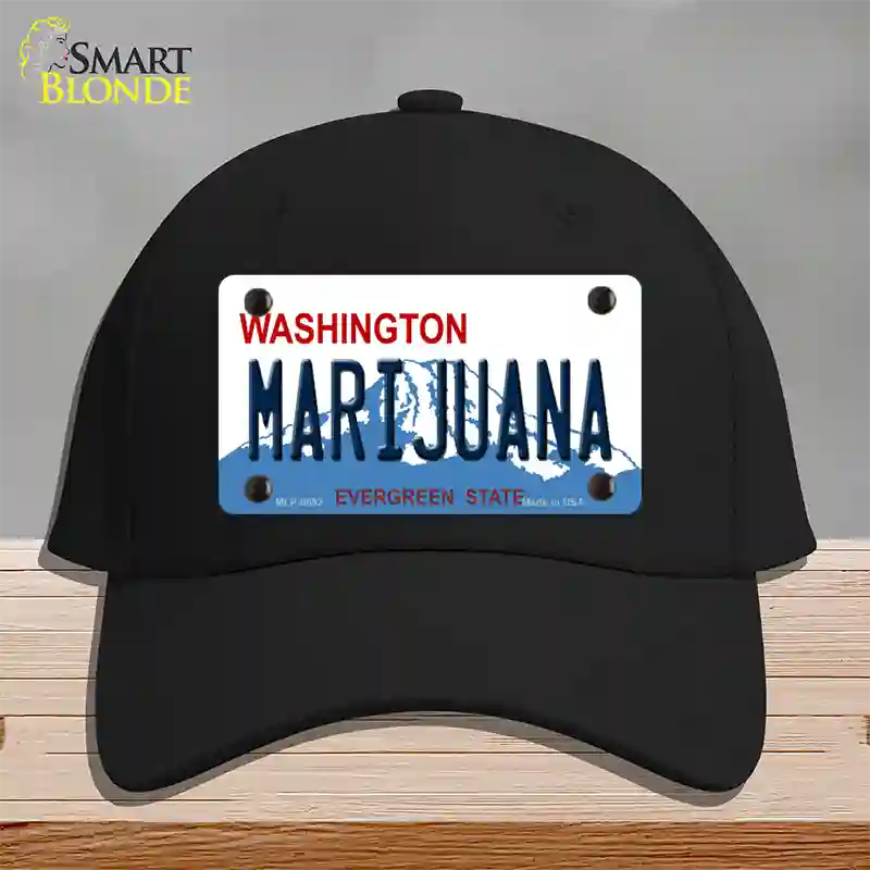 Marijuana Washington Novelty License Plate Hat Cotton / Black