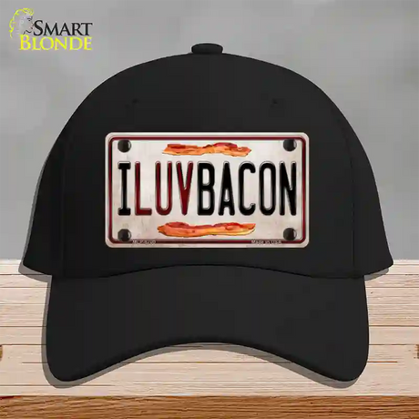 I Luv Bacon Novelty License Plate Hat Cotton / Black