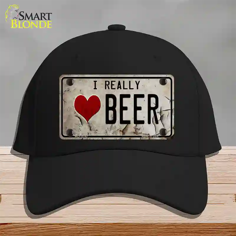 I Love Beer Novelty License Plate Hat Cotton / Black