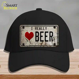 I Love Beer Novelty License Plate Hat Cotton / Black