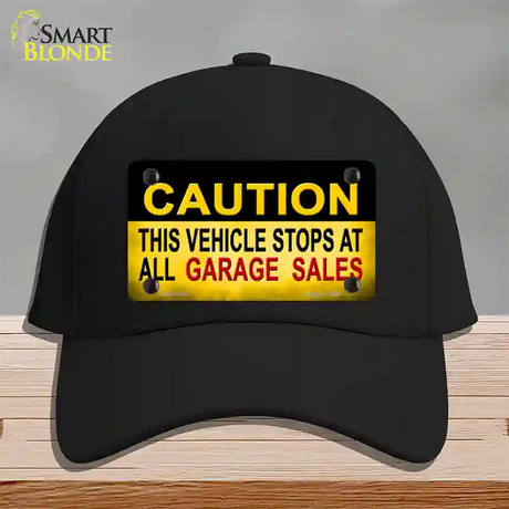 Caution Stops At Garage Sales Novelty License Plate Hat Cotton / Black