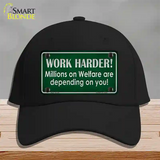 Work Harder Novelty License Plate Hat Cotton / Black