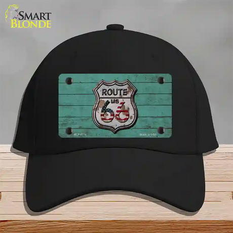 Route 66 Rusty On Wood Novelty License Plate Hat Cotton / Black