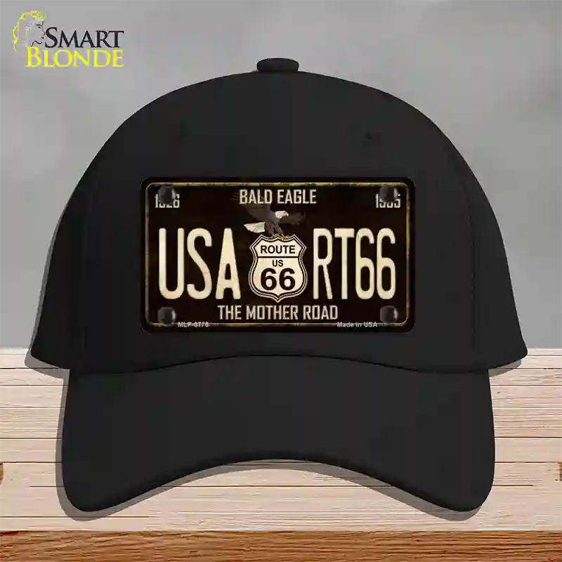 Bald Eagle Route 66 Novelty License Plate Hat Cotton / Black