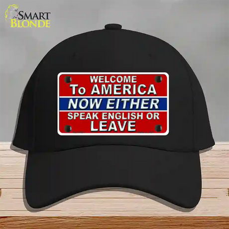 Speak English Or Leave Novelty License Plate Hat Cotton / Black