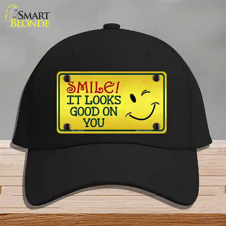 Smile Looks Good Novelty License Plate Hat Cotton / Black