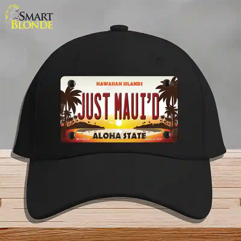 Just Mauid Sunset Novelty License Plate Hat Cotton / Black