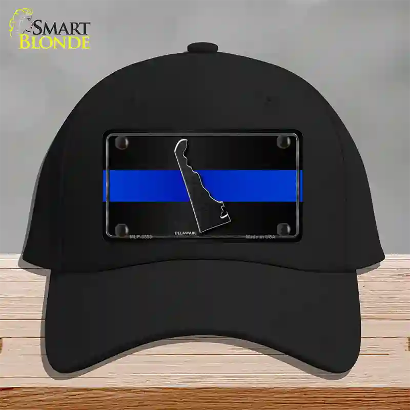 Delaware Thin Blue Line Novelty License Plate Hat Cotton / Black