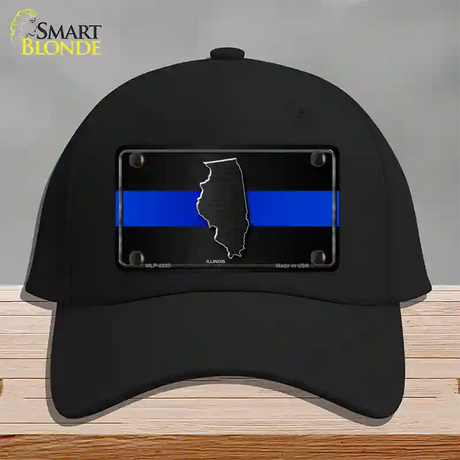 Illinois Thin Blue Line Novelty License Plate Hat Cotton / Black