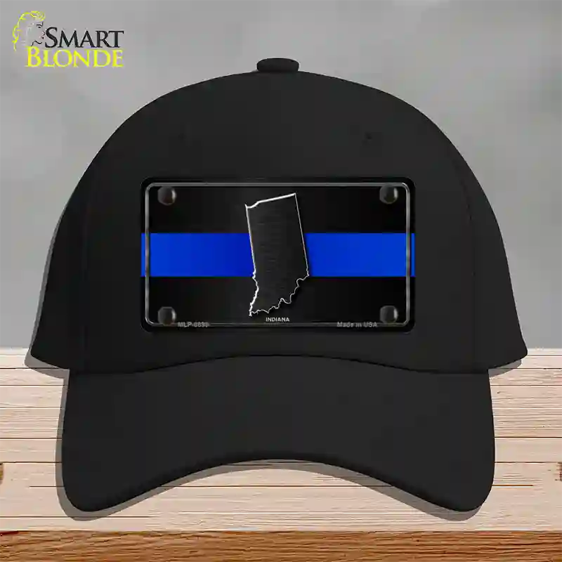 Indiana Thin Blue Line Novelty License Plate Hat Cotton / Black