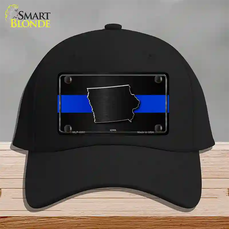 Iowa Thin Blue Line Novelty License Plate Hat Cotton / Black