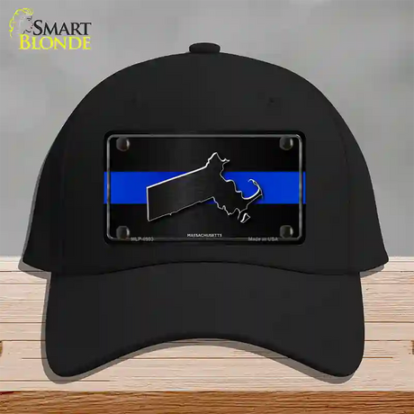 Massachusetts Thin Blue Line Novelty License Plate Hat Cotton / Black