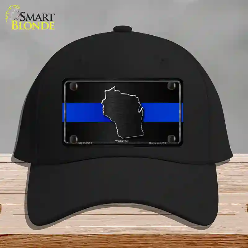 Wisconsin Thin Blue Line Novelty License Plate Hat Cotton / Black