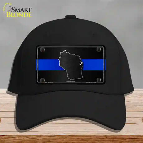 Wisconsin Thin Blue Line Novelty License Plate Hat Cotton / Black