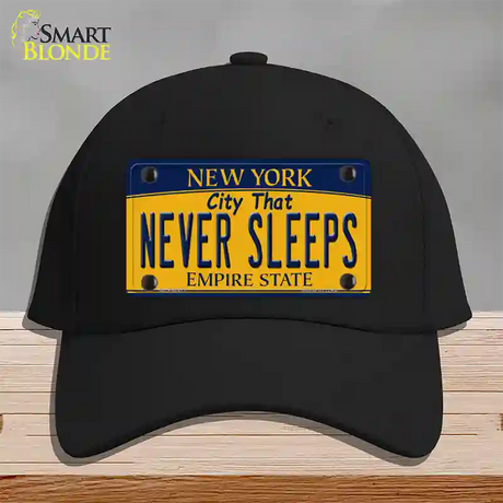 Never Sleeps New York Novelty License Plate Hat Cotton / Black