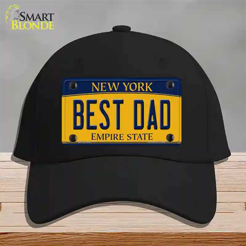 Best Dad New York Novelty License Plate Hat Cotton / Black