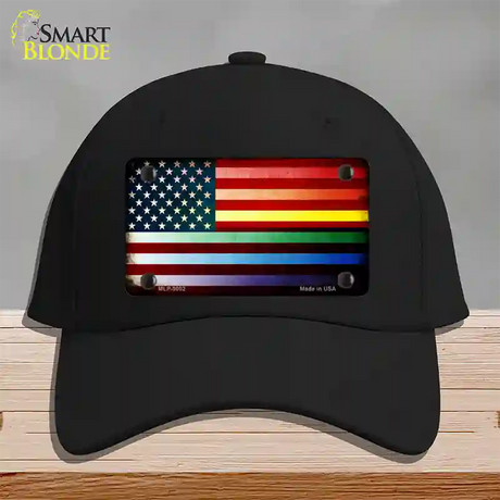 American Flag Rainbow Novelty License Plate Hat Cotton / Black