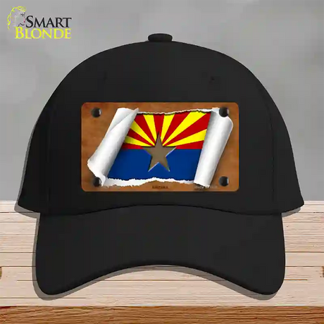 Arizona Flag Scroll Novelty License Plate Hat Cotton / Black